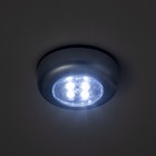 Светильник ночник "Пушлайт" 4xLED 1,5Вт батарейки AAA 7см. серебро - Фото 4