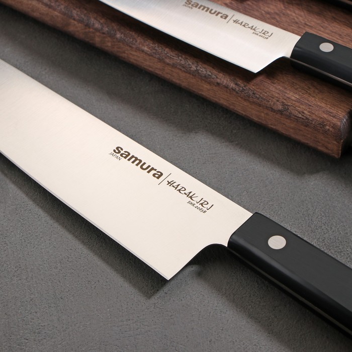 Набор ножей Samura HARAKIRI, 3 шт: лезвие 10 см, 15 см, 20 см, чёрная рукоять - фото 1906914357