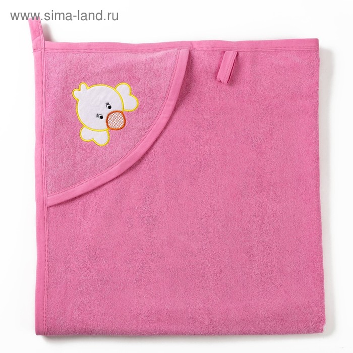 Полотенце с уголком и рукавицей, размер 90х90, цвет светло-розовый, махра, хл100% - Фото 1