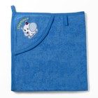 Полотенце с уголком и рукавицей, размер 90х90, цвет синий, махра, хл100% - Фото 1