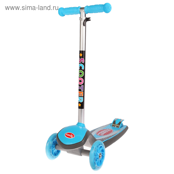 Самокат стальной, колёса световые PU d=110 мм, ABEC 7, цвет серый/синий - Фото 1