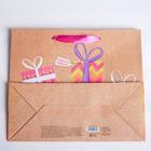 Пакет подарочный крафтовый горизонтальный, упаковка, «Подарки!», L 31 х 40 х 9 см - Фото 4