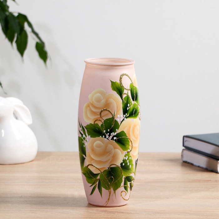 Ваза «Роза №3», 1 л, d=7 см, 10×23 см, роспись на крашеном стекле - Фото 1