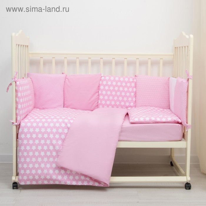 Комплект «12 месяцев», 6 предметов, борт из 12 подушек, цвет розовый - Фото 1
