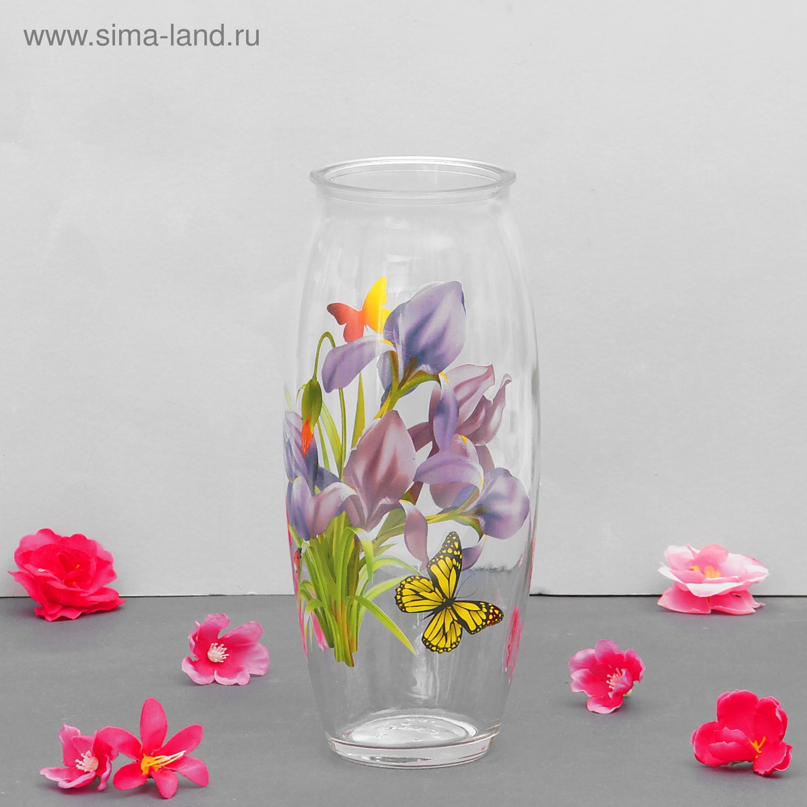 Ваза "Ирис" с деколью, d-7см, 10х23 см (3467380) - Купить по цене от ...