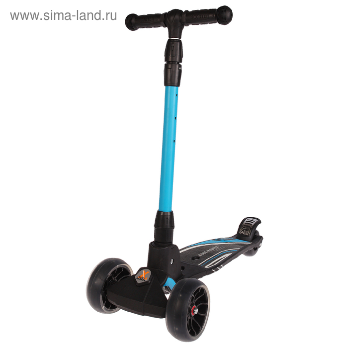 Самокат стальной FY-D2B, колёса PU d=130 мм, ABEC 7, свет, цвет синий - Фото 1