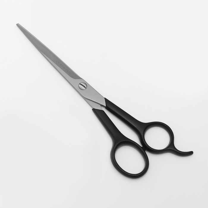 Ножницы парикмахерские с упором, лезвие — 7 см, цвет чёрный - Фото 1