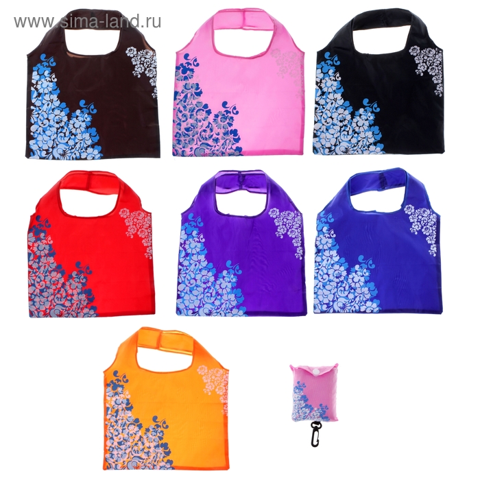 Сумка складная "Узор" с карабином, цвета МИКС - Фото 1