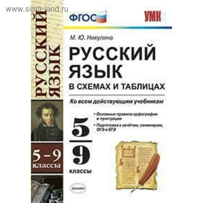 

Справочник. ФГОС. Русский язык в схемах и таблицах 5-9 класс. Никулина М. Ю.