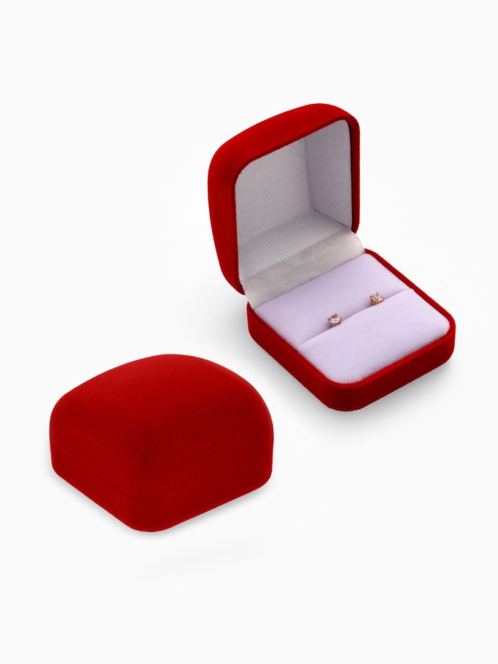 Футляр под кольцо, серьги «Классический», бархатный, 5×5.5 см, красный - Фото 1