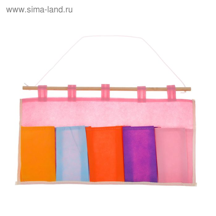 Органайзер подвесной с карманами «Цветные квадратики», 5 отделений - Фото 1