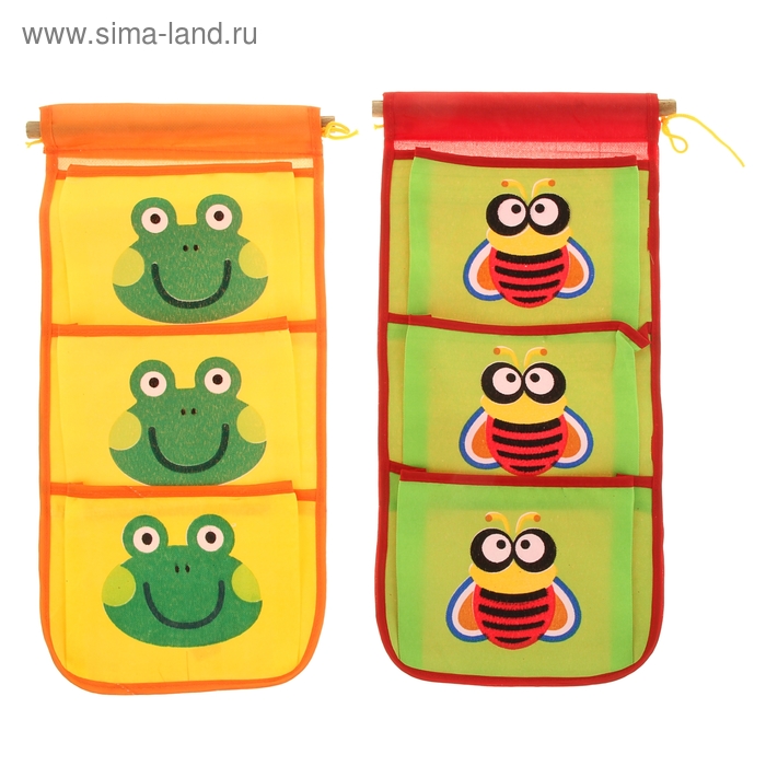 Карман настенный для хранения «Веселые картинки», 3 отделения, цвет МИКС - Фото 1