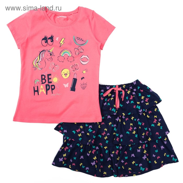 Комплект для девочки (футболка, юбка), рост 158 (80) см, цвет розовый CSJ 9735 182) - Фото 1