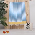 Полотенце пештемаль Turkish towel Полоса, желтый бордюр, 100х150 см, 330г/м2, хлопок 100% - Фото 1