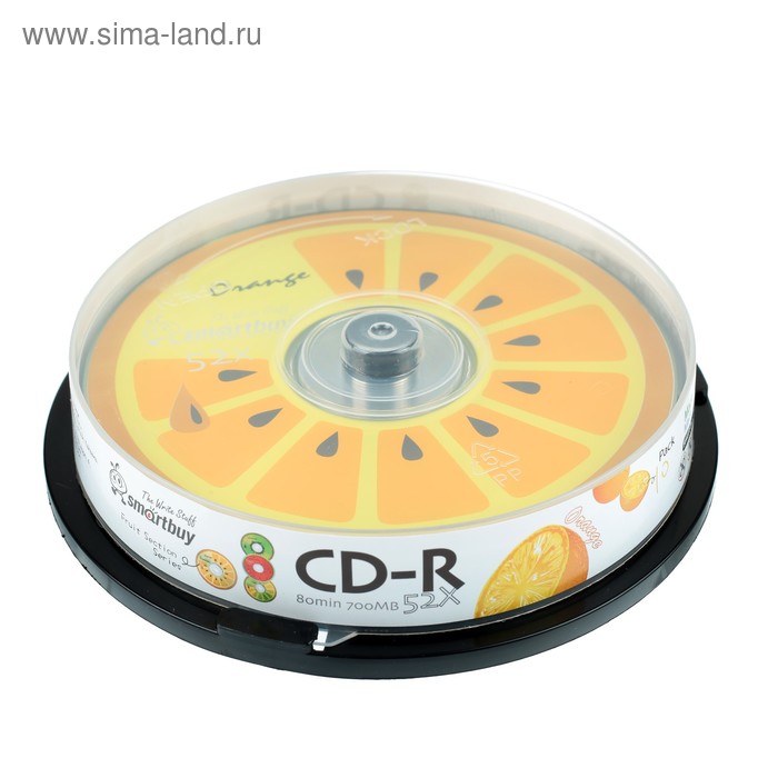 Диск CD-R Smartbuy Fresh-Orange, 52х, 700 Мб, Cake Box, 10 шт - Фото 1