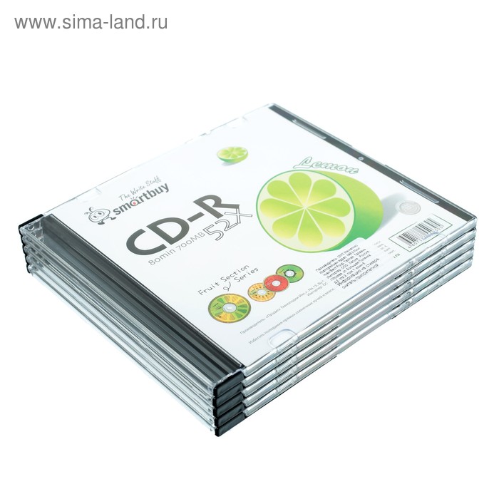 Диск CD-R Smartbuy Fresh-Lemon, 52х, 700 Мб, Slim, 5 шт - Фото 1
