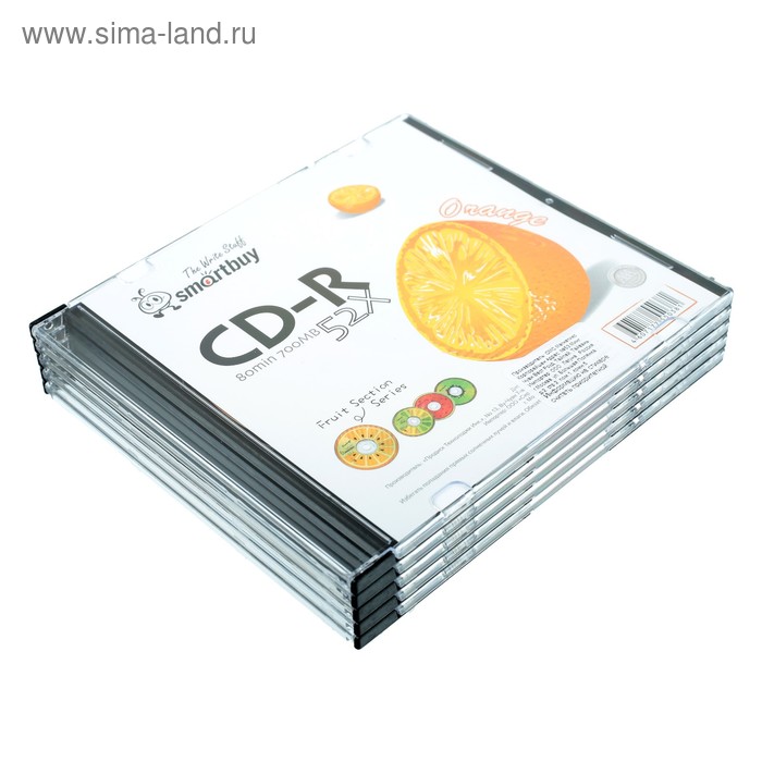 Диск CD-R Smartbuy Fresh-Orange, 52х, 700 Мб, Slim, 5 шт - Фото 1