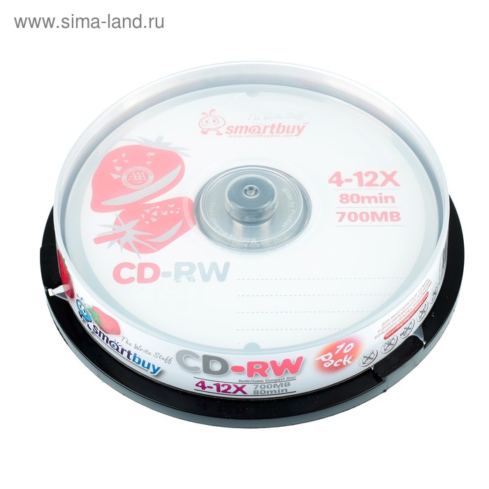 Диск CD-RW Smartbuy, 12х, 700 Мб, Спайка, 10 шт - Фото 1