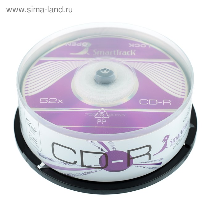Диск CD-R SmartTrack, 52x, 700 Мб, Cake Box, 25 шт - Фото 1
