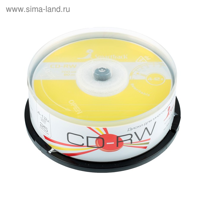 Диск CD-RW SmartTrack, 4-12x, 700 Мб, (бокс  25 шт.) - Фото 1
