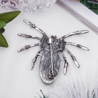 Брошь паучок «Нефрит» со стразами, в чернёном серебре - Фото 2