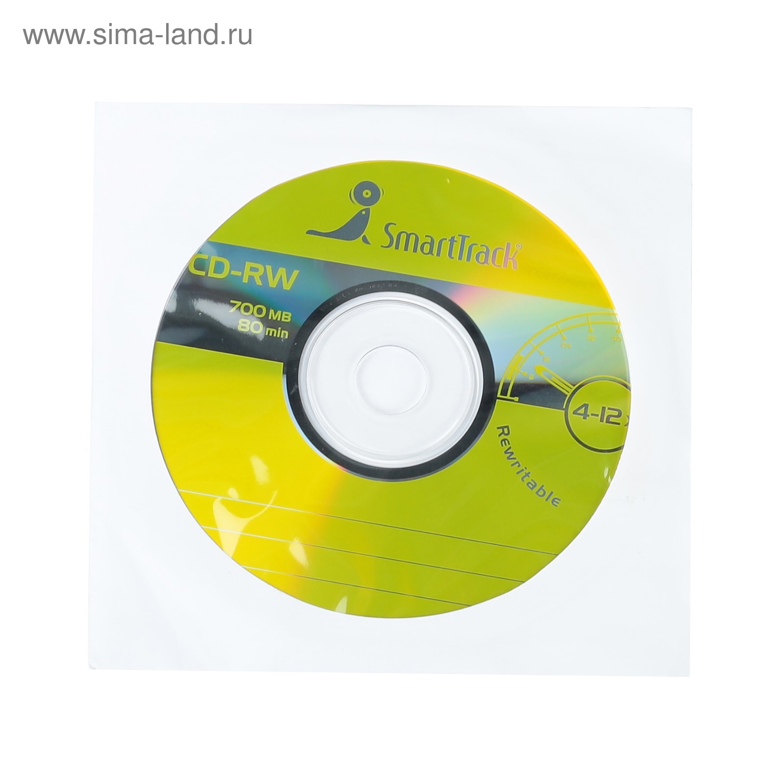 Диск CD-RW SmartTrack, 4-12x, 700 Мб, в конверте по 1 шт.