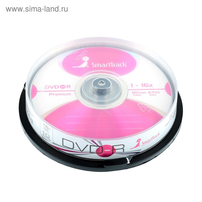 Диск DVD-R SmartTrack, 16x, 4,7 Гб, Cake Box, 10 шт - Фото 1