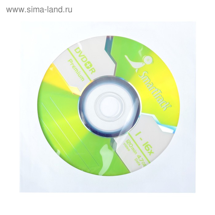 Диск DVD+R SmartTrack, 16x, 4.7 Гб, Конверт, 1 шт - Фото 1