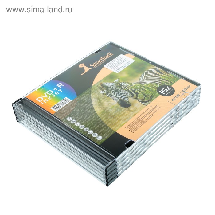 Диск DVD+R SmartTrack Inkjet, 16x, 4,7 Гб, Slim, 5 шт - Фото 1