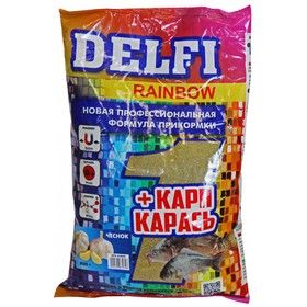 Прикормка DELFI Rainbow, карп-карась, чеснок, зелёная, 800 г