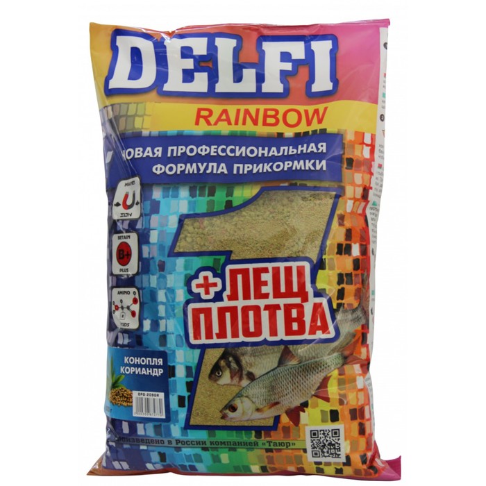 

Прикормка DELFI Rainbow, лещ-плотва, конопля, кориандр, зелёная, 800 г