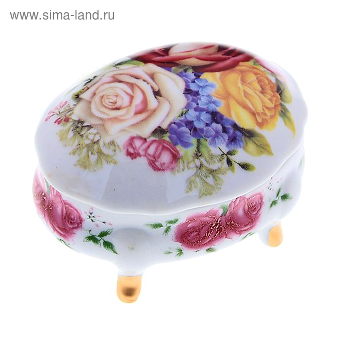 Шкатулка на ножках "Многоцветность роз" 7,5х5,5х5 см - Фото 1
