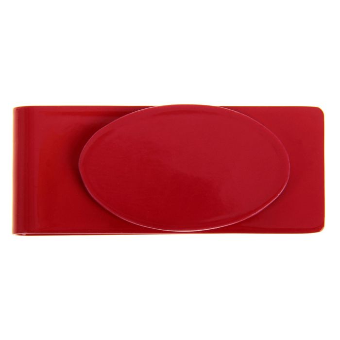 Зажим для денег, металлический, овальный, красный - Фото 1