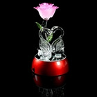 Сувенир световой стекло "2 лебедя с розой" 16х8,5 см - Фото 1