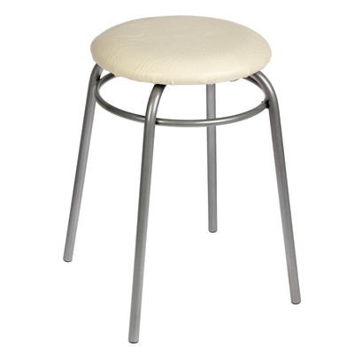 Табурет для кухни «Клик Мебель. Кольцо», искусственная кожа, цвет серебристый металлик/молочный