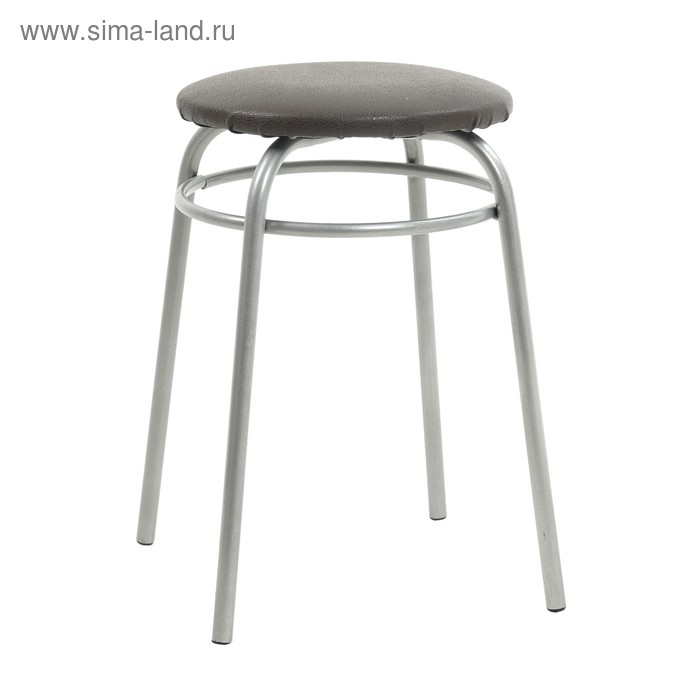 Табурет для кухни «Клик Мебель. Кольцо», искусственная кожа, цвет серебристый металлик/коричневый - Фото 1