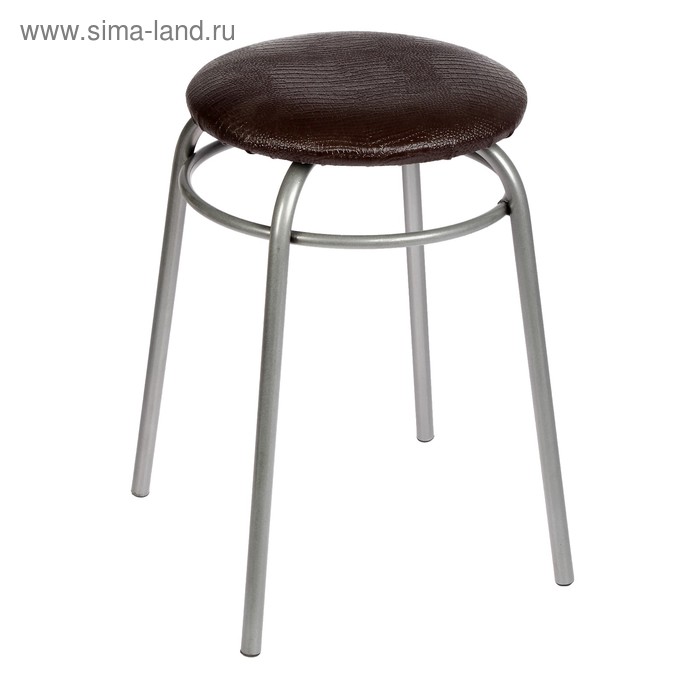 Табурет для кухни «Клик Мебель. Кольцо», искусственная кожа, цвет серебристый металлик/шоколадная рептилия - Фото 1