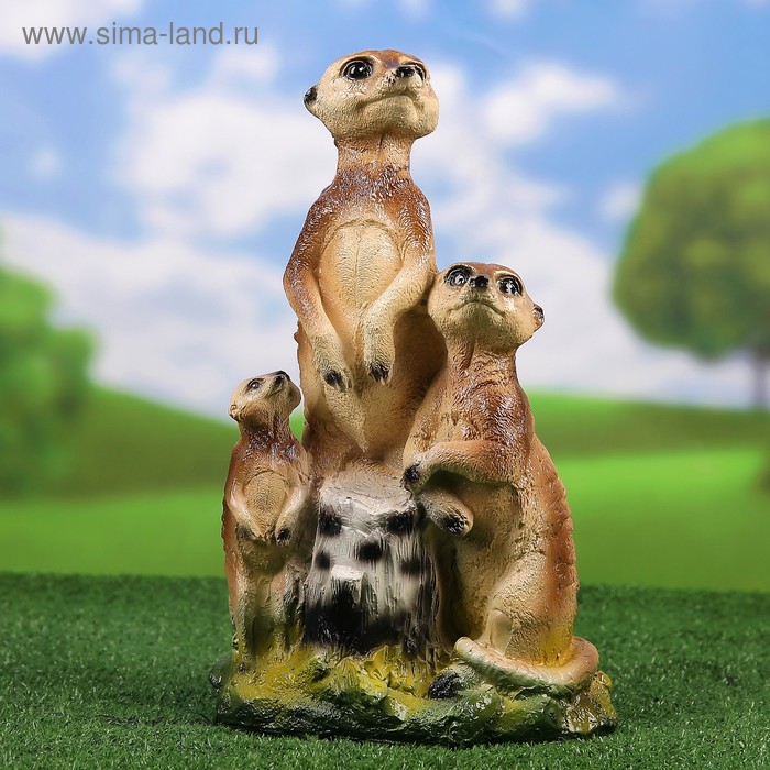 Садовая фигура "Три суриката" 38см - Фото 1