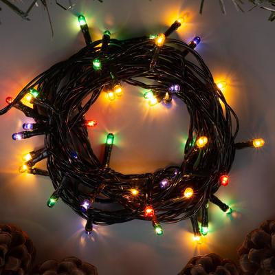 УЦЕНКА Гирлянда «Нить» 5 м, IP20, тёмная нить, 50 ламп, 8 режимов, 220 В, свечение мульти