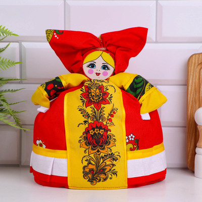 Грелка на чайник «Барыня», со вставкой, жёлтый фартук