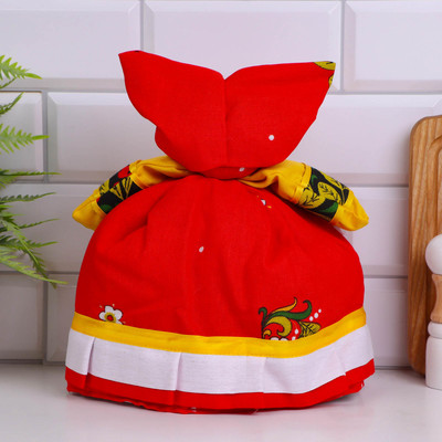 Грелка на чайник «Барыня», со вставкой, жёлтый фартук