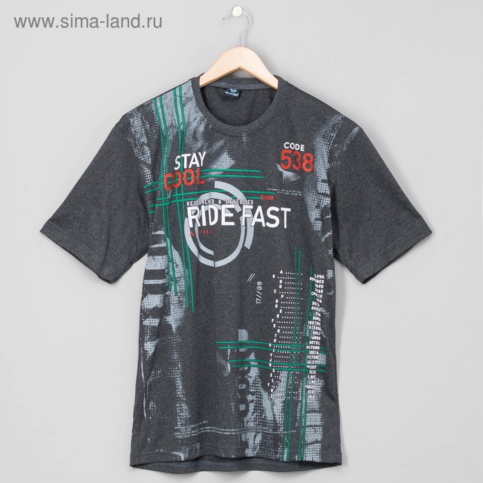 Футболка мужская 425 цвет антрацит меланж, р-р 52-54 (2XL) - Фото 1