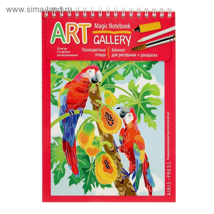 АРТ-Блокнот «Разноцветные птицы» (4 картинки для раскрашивания) - Фото 1