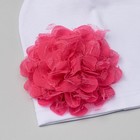 Шапка детская "Цветочек" белая с розовым цветком, р-р 52, 100% хл, интерлок - Фото 2