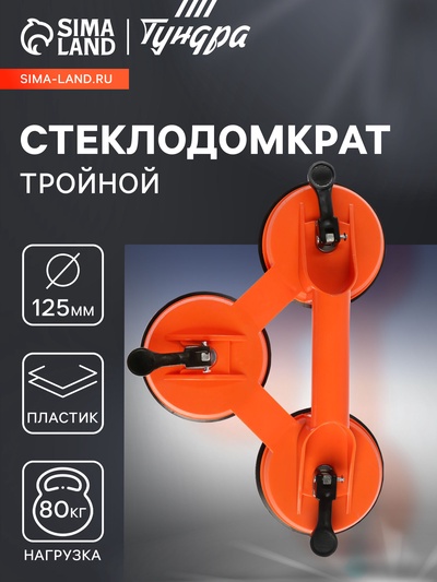 Стеклодомкрат тройной ТУНДРА, пластиковый, 125 мм, до 80 кг