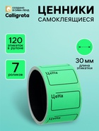 Набор из 7 роликов, в 1 ролике 120 штук, ценники самоклеящиеся, 20×30 мм, зелёный - Фото 1