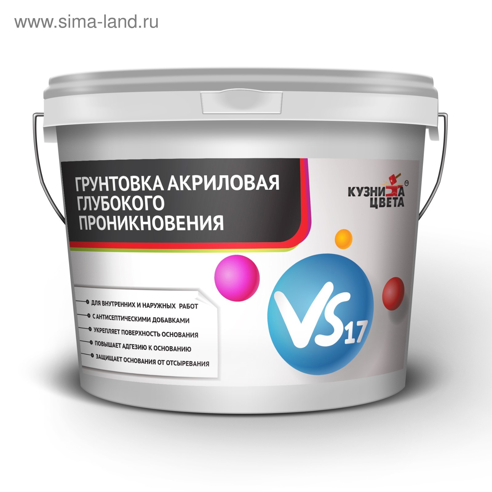 Грунтовка акриловая глубокого проникновения VS-17 "Кузница цвета" 5л ...
