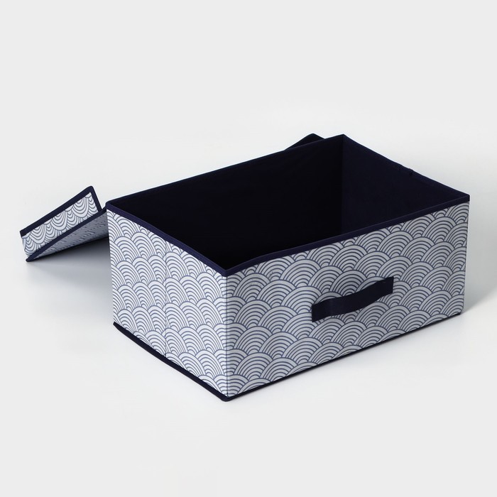 Короб стеллажный для хранения с крышкой Доляна «Волна», 45×30×20 см, цвет синий