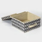 Короб стеллажный для хранения с крышкой Доляна «Ромбы», 30×28×15 см, цвет серый - Фото 4
