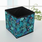 Короб стеллажный для хранения Доляна «Тропики», 19×19×19 см, цвет синий - Фото 2